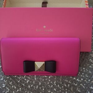 Kate Spade Fuchsia Clutch with Black Bow